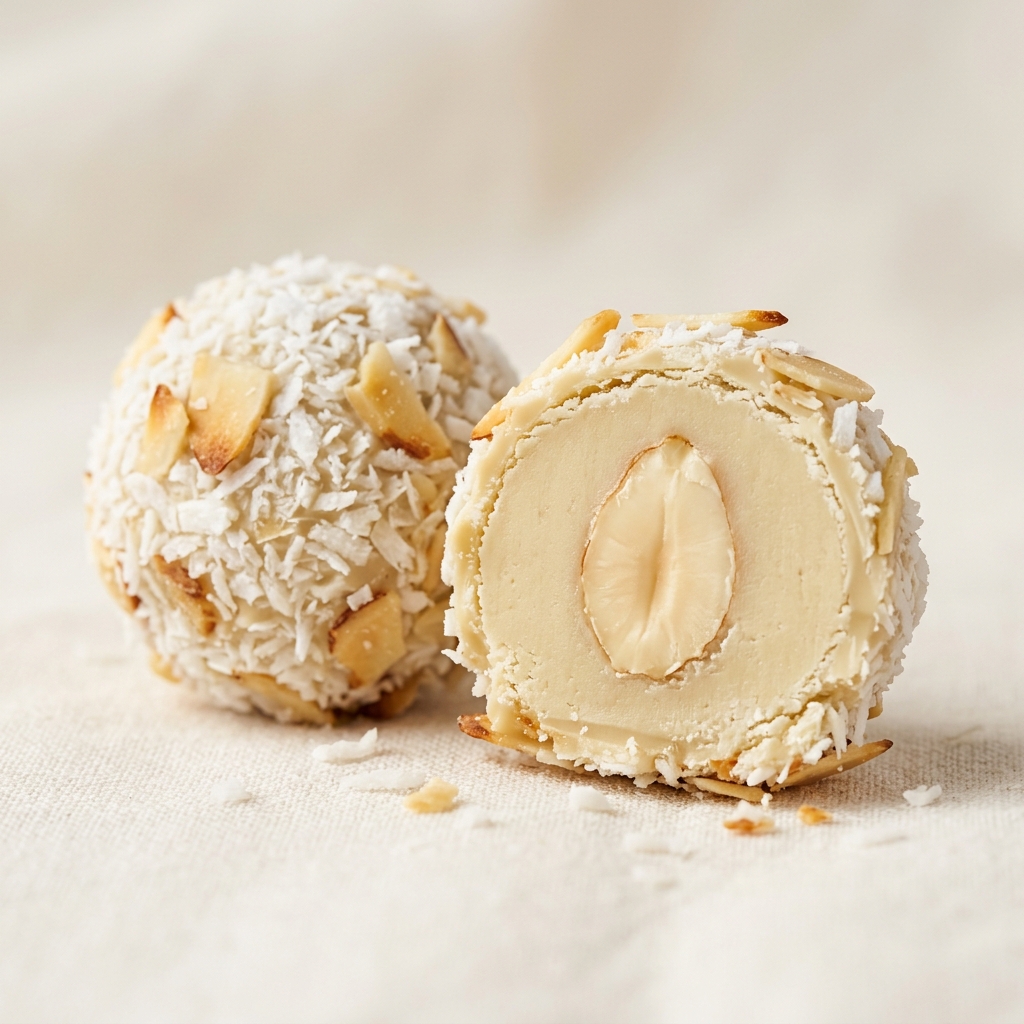 Ferrero Raffaello white chocolate truffle enrobed in coconut flakes